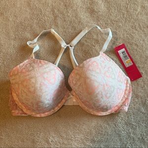 36C White Pink Floral Razorback Bra